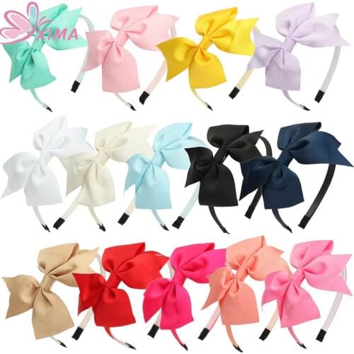 XIMA 1PC Ribbon Hair Bows Girls Hairband Hair Accessories for Girls Children Handmade Dot Bows Plastic Headband Kids Headwear