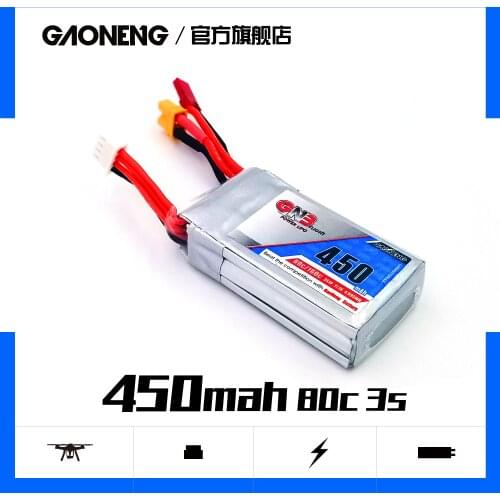 2PCS Gaoneng GNB 450mAh 11.1V 80C 3S Lipo battery JST or XT30 Plug for Torrent 110 RC FPV Racing Drone Helicopter Parts