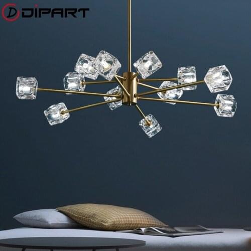 Nordic Copper Led Chandeliers Light Crystal Ball Gold Pendant Chandelier For Living room Dining room Post Modern Bedroom Lamp