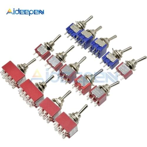 Miniature Toggle Switch ON-ON ON-OFF-ON 2/3/6/9/12 Pin MTS-102 MTS/103/202/203/302/303/402/403/123/223 Switch with 6MM Cap