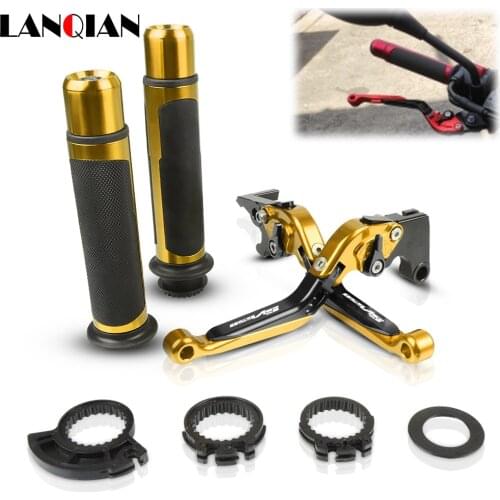 Motorcycle Accessories CNC Adjustable Brake Clutch Levers And Handle Grips With LOGO For SUZUKI SV650 1999 2000 2001 2002-2009
