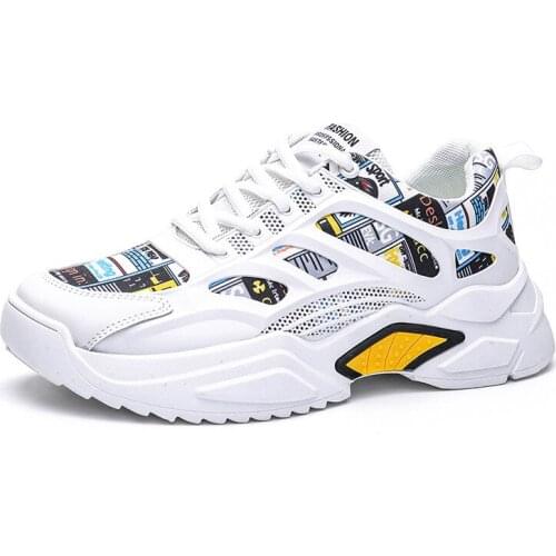 New Sports Running Shoes Outdoor Breathable Mesh Shoes Non-slip Round-toe Low-top Thick-soled Casual Mens Shoes