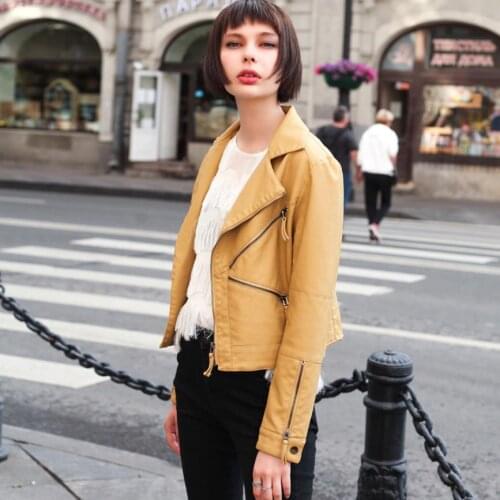 2020 autumn new slim yellow small leather jackets ladies short versatile locomotive European and American PU leather jacket F87