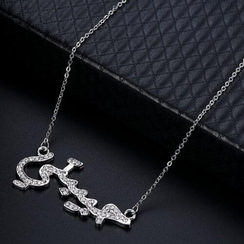 Font Pendant Necklaces Alloy Chain Arabic Name Necklace Women Bridesmaid Gift