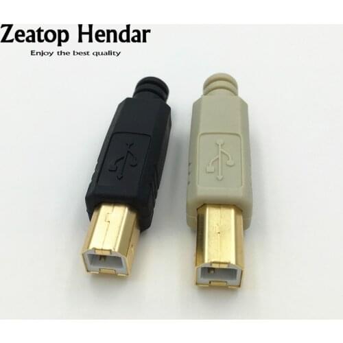 2Pcs Gold plated DIY USB 2.0 B Type 4 Pin Male Printer Port Assembly Adapter Connector Plug Socket Solder Plastic Shell
