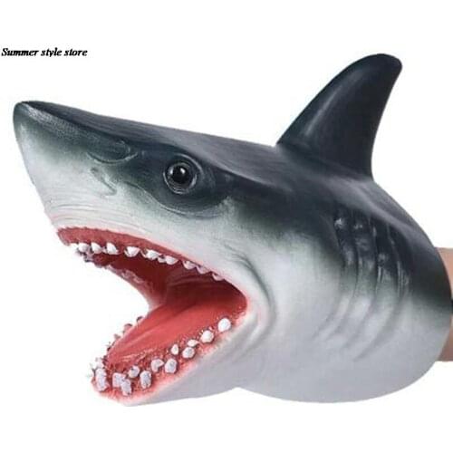 Realistic Shark Figures Hand Puppets Gloves Soft PVC Animal Dolphin Head Action Finger Model Toys