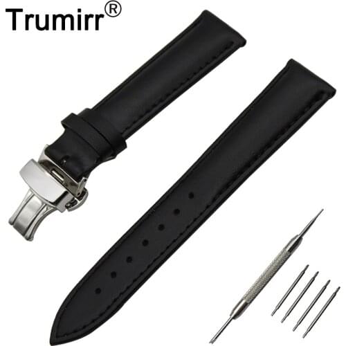 18mm Calf Genuine Leather Watchband for Huawei Watch / Fit Honor S1 Butterfly Buckle Band Replacement Strap Wrist Belt Bracelet