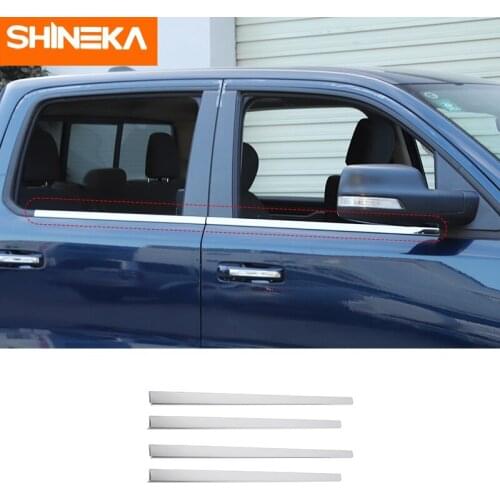 SHINEKA Car Window Trim Decoration Stainless Steel Chrome Strips Exterior Accessories For Dodge RAM 1500 2018-2020 Car Styling