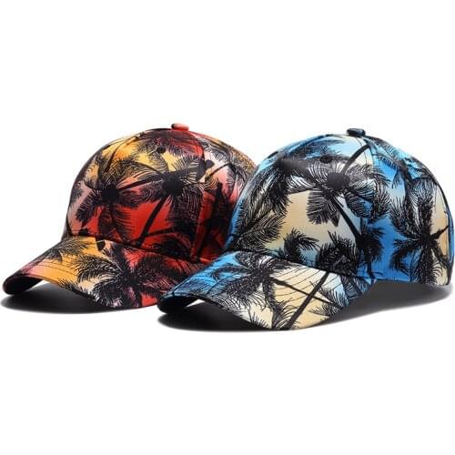 Blue Beach Seabeach Plage Palm Tree Coconut Leaves Island Maple Leaf Street Cap Fashion Flat Bill Snapback Baseball Trucker Hat