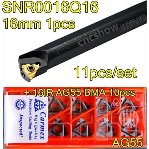 SNR0016Q16 CNC Internal thread Turning tool 1pcs + Carmex 16IR AG55 BMA 10pcs 11pcs/set CNC Internal thread Carbide insert