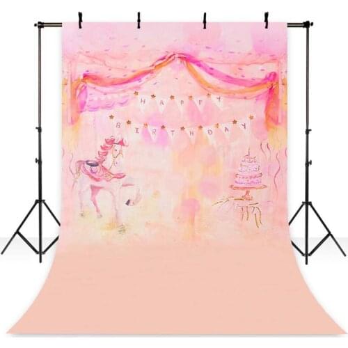 Photography Pink birthday background cake horse baby shower girl bokeh space backdrops vinyl background photo studio
