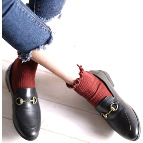 Japanese Kawaii Solid Lolita Socks With Lace Cute Women Princess Lace Sock Cute Ladies Pink Wine Red Candy Color Socks For Girls