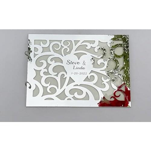 Custom Acrylic Mirror with White Blank Guestbook Wedding Signature Guest Book Personalized Event & Party Decor Favor