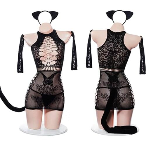 2021 New Fishnet Underwear Elasticity Cotton Sexy Lingerie Lstry Hot Women Sex Costumes For Mesh Elastic Dress Erotic Lingerie