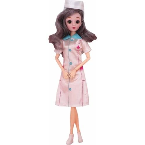 NK 1 Pcs Doll Nurse Uniform + Hat White Angel Female Nurse Skirt Fashion Cosplay Toys For Barbie Doll Accessories Baby Toys 4X