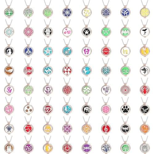 10pcs/lot Rose Gold New Tree of Life Aroma Necklace Essential Oils Diffuser Pendant Locket Necklace Aromatherapy Jewelry Gift