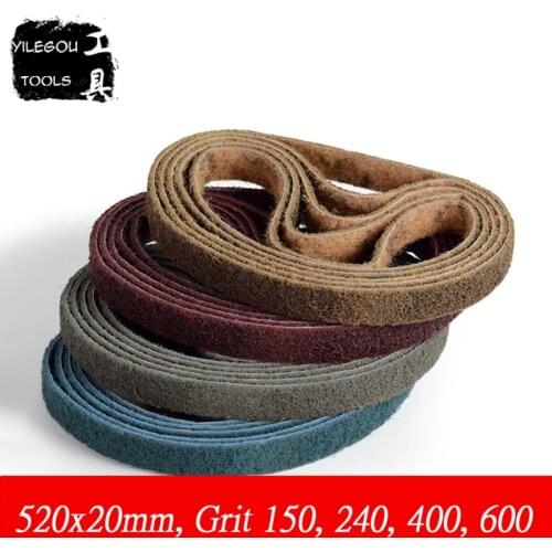 2 Pieces Nylon Sanding Screen 20 x 520mm Nylon Round Sanding Belt For Metal, 520 * 20mm Brushed Polishing Belt With Grit 150-600