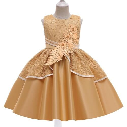 2021Baby Embroidered Formal Dress Elegant Princess Lace Dress Children Costume Wedding Birthday Party Vestidos For 4-12 Age Girl