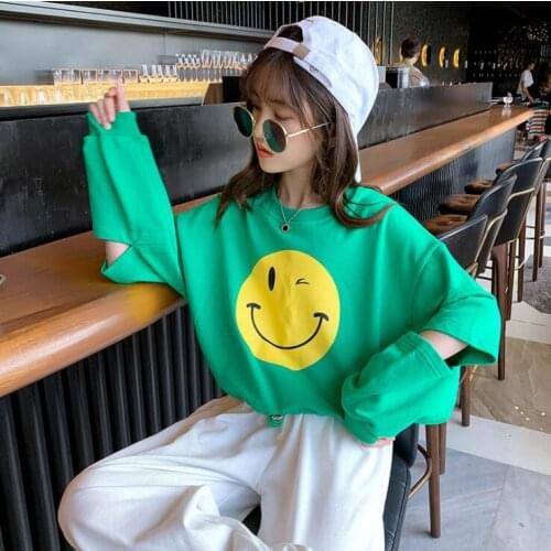 2021 Korea style girls holes sweatshirt cotton full sleeve fashion autumn girls sweatshirt 5-10t B608