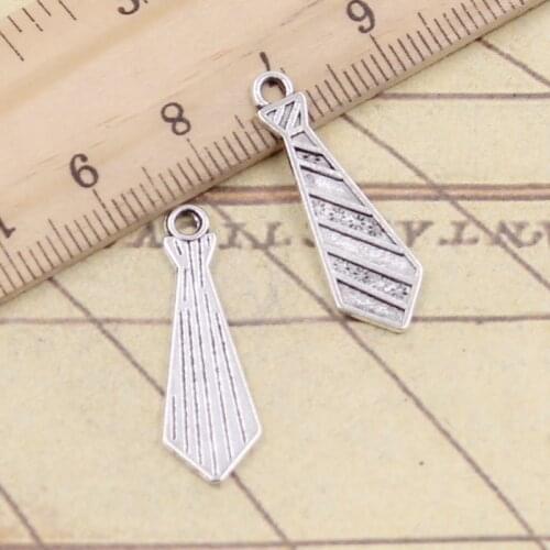 30pcs Charms Necktie Tie 30x9mm Tibetan Bronze Silver Color Pendants Antique Jewelry Making DIY Handmade Craft
