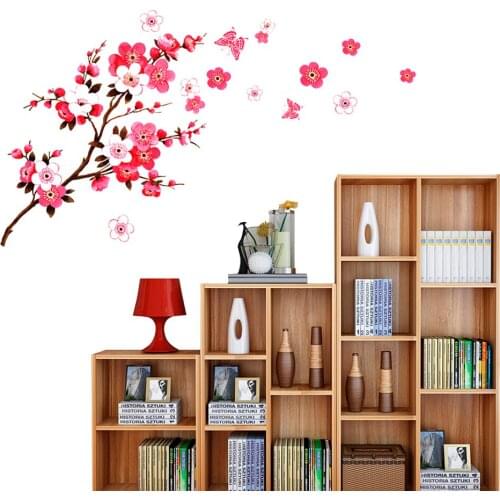 45*65cm Mural Arts Poster Butterflies Flowers Wallpaper Sakura Cherry Wall Stickers for Kitchen Living Bedroom Bathroom Decals