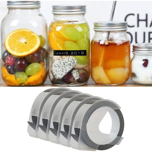 5 Rolls Replacement 3D Embossing Labels Tape for Dymo Embossing Label Maker DIY Manual Label Printer 9mm Black