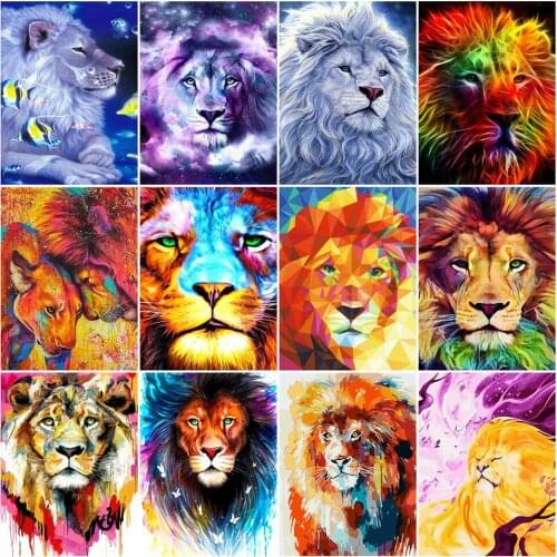 AZQSD Full Square Diamond Painting Animal Cross Stitch Handicraft 5D DIY Diamond Embroidery Sale Lion Home Decoration Full Kits