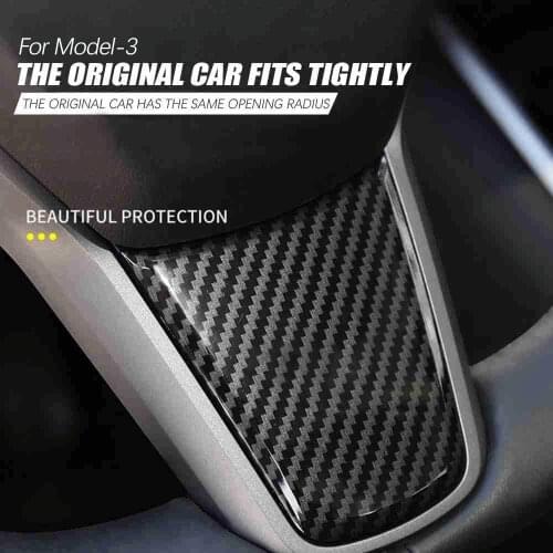 SPEEDPARK For Tesla Model 3 & Model Y Steering Wheel Carbon Fiber Pattern Covers with T logo - Carbon Fiber Pattern