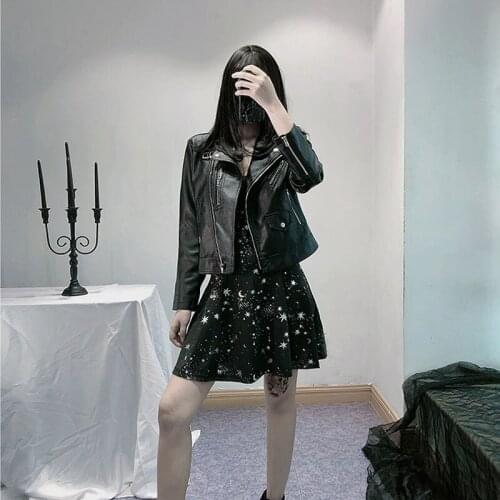 Black Faux PU Leather Jacket Women Short Biker Jacket Female Long Sleeve Spring Autumn Korean Jaqueta De Couro Streetwear Casual