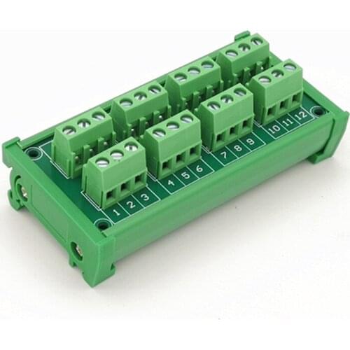 DIN Rail Mount 24A/400V 4x3Position Screw Terminal Block Distribution Module
