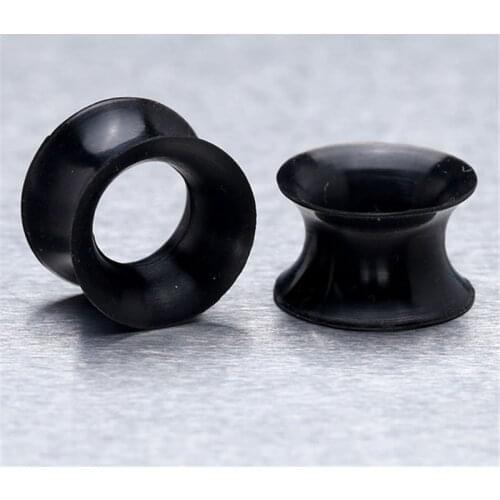 JOVIVI Hot 10mm Silicone Double Flared Screw Ear Expander body jewelry round shape silicone ear tunnels flexible hollow ear plug