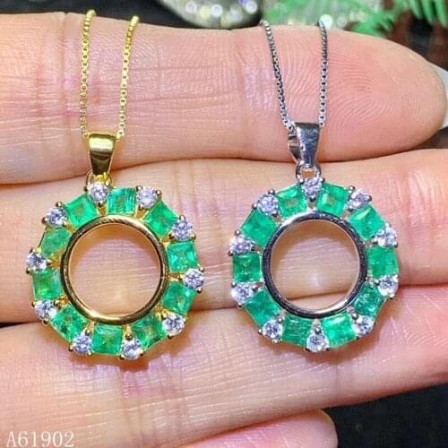 KJJEAXCMY boutique jewelry 925 Silver-inlaid Natural Emerald Luxury Necklace Pendant Support Inspection carat