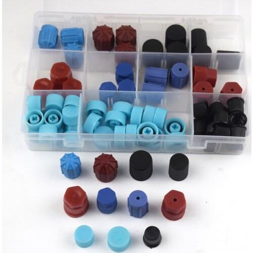 77pcs, A/C R134a R12 Air Conditioning Valve Core Cap Service Port Fitting Seat Cap for Bmw VW Benz Jetta Buick Car Auto AC pipe