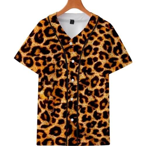LUCKYFRIDAY summer Short sleeve baseball uniform hip hop Women Pullovers Tops Leopard Print T-SHIRT Winter Lady Hem Shirts 2020