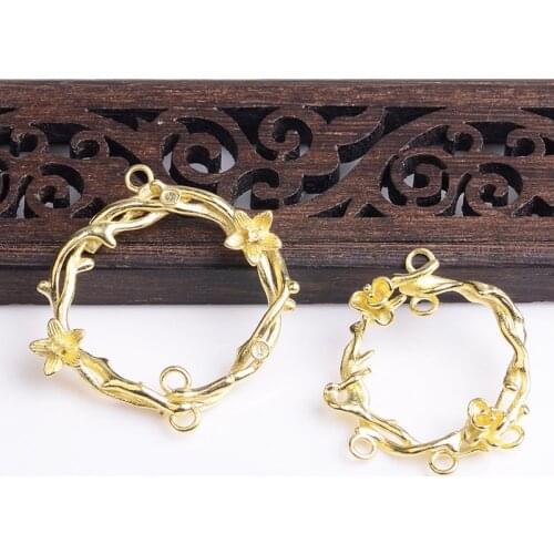 2pcs Metal Brass Timbo Wreath Pendant Connector DIY Handmade Accessories For Jewelry Making