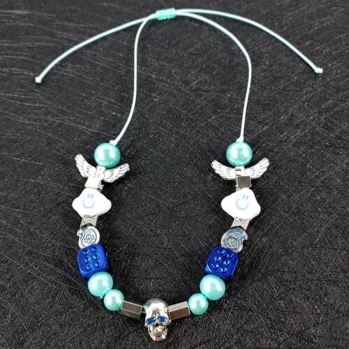 Hip-hop Stainless Steel Multiple Combination Necklace. Pearl. Joint Cloud Angel Lightning Cashew Flower Smiley Pearl Necklace