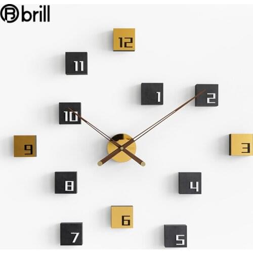 Nordic Creative Diy Wall Clock Wood Living Room Silent Self Adhesive Wall Clock Sticker Clocks Wall Home Decor Unique Gift 50