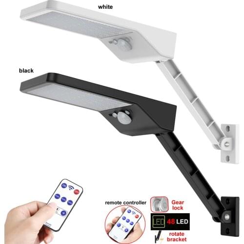 Newest 800 LM 48 LED Solar Power Street Light PIR Motion Sensor wall Lamp Outdoor Waterproof remote control bracket ip65 spot