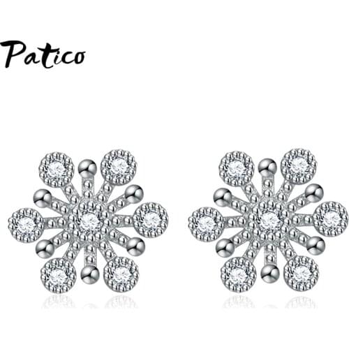 New Charm Snowflake Earring For Women Christmas Gift Fashion Crystal Zircon Stud Earrings Girls New Year Jewelry oorbellen