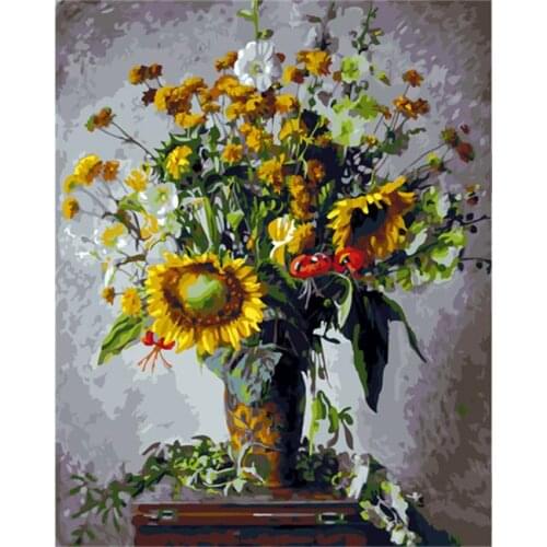 PAINTBOY Framed Oil Painting Flower DIY Painting By Numbers Coloring By Numbers On Canvas Home Decor For Living Room