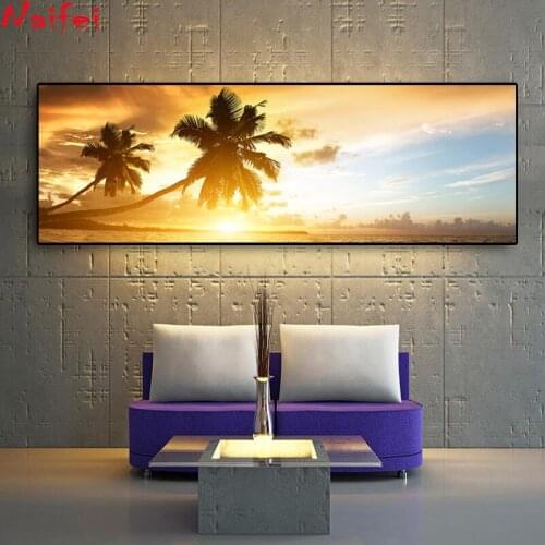 Scenery sunsets Coast Tropics Sea Palms DIY Diamond Painting Full Square Cross Stitch Mosaic Embroidery Home Decor Accessories
