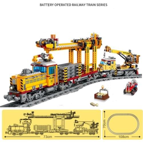Trains Building Blocks City track laying machine Power Function High-tech Train station Bricks DIY Toy For Children gift
