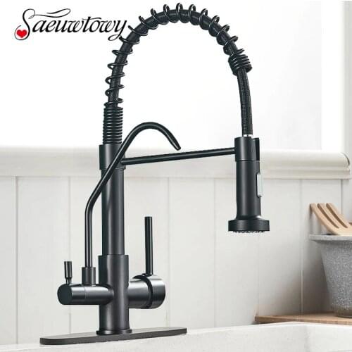 Drinking Water Kitchen Faucet Rotatble Filter Pure Water Hot And Cold Water Mixer Taps Spring Kitchen Tap Deck Mount Crane