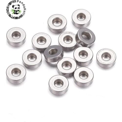 304 Stainless Steel Bead Spacers, Flat Round, Stainless Steel Color, 7x2mm, Hole: 2.7mm