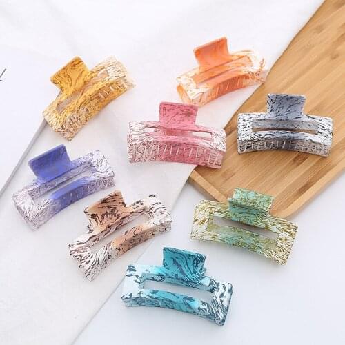 2021 Korean INS Color Printing Rectangular Hair Claws Grabbing Hairpin Ink Color Geometric Clip Wild Back Head Hair Accessories