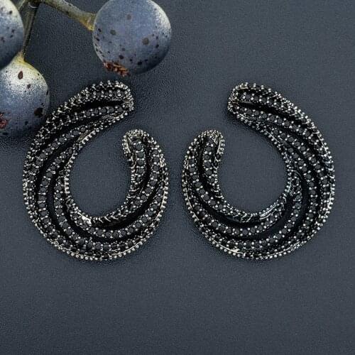 ModemAngel Luxury Line Roll Black Colour Micro Cubic Zirconia Crystal Better Earrings For Women And Girl