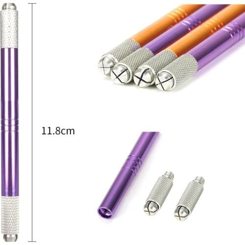 Microblading Manual Pen Double Head Micropigmentation Eyeliner Permanent Makeup Eyebrow Machine Tattoo Support Needle Blade