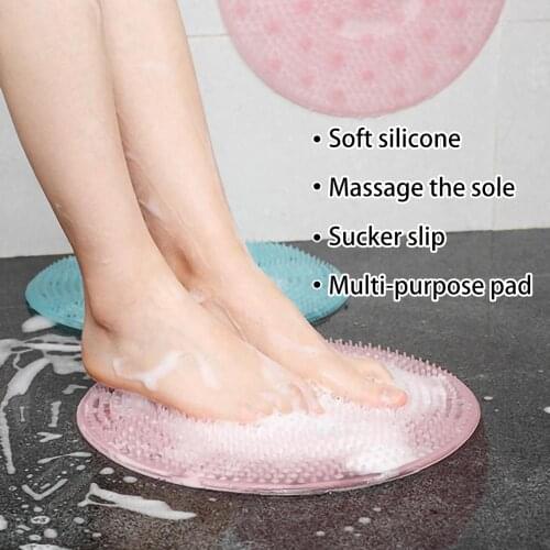30cm Bath Massage Cushion Brush Round Silicone for Lazy Wash Feet Clean Dead Skin Artifact Back Cushion Shower anti-cellulite