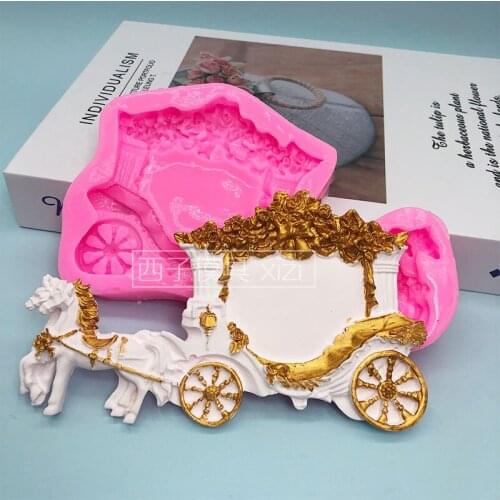 Carriage shape silicone mold chocolate sugar cake decoration baking tools drop glue crafts resin mold