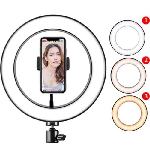 Photography LED Selfie Ring Light 20/26CM Dimmable Camera Phone Ring Lamp 10inch With Table Tripods For Makeup Video Live